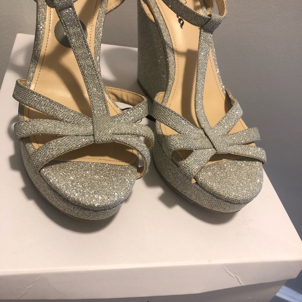 Silver sparkly wedges